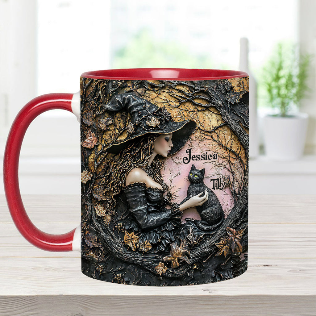 Une sorcière et son chat noir : c'est magnifique ! - Mug personnalisé à l'effigie d'une sorcière