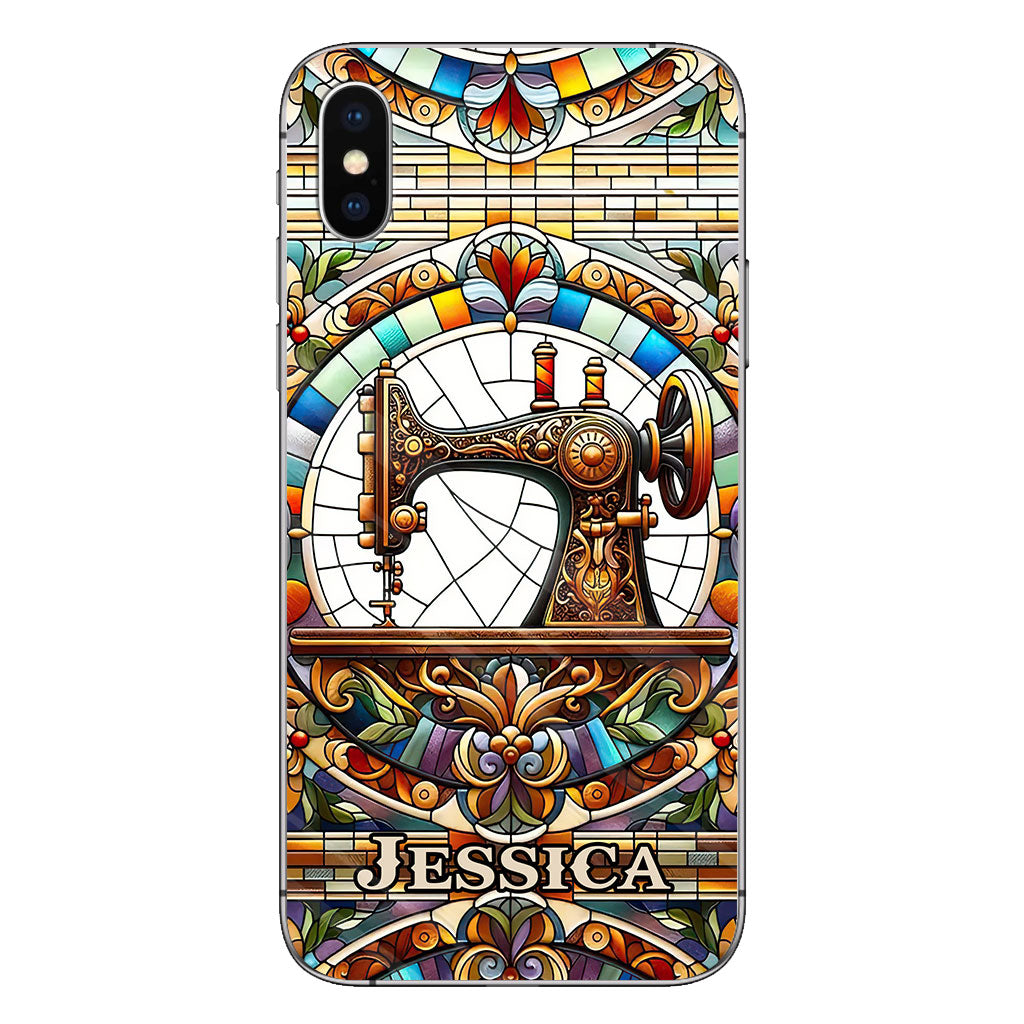 Machine à coudre colorée - Étui de téléphone personnalisé à la machine à coudre