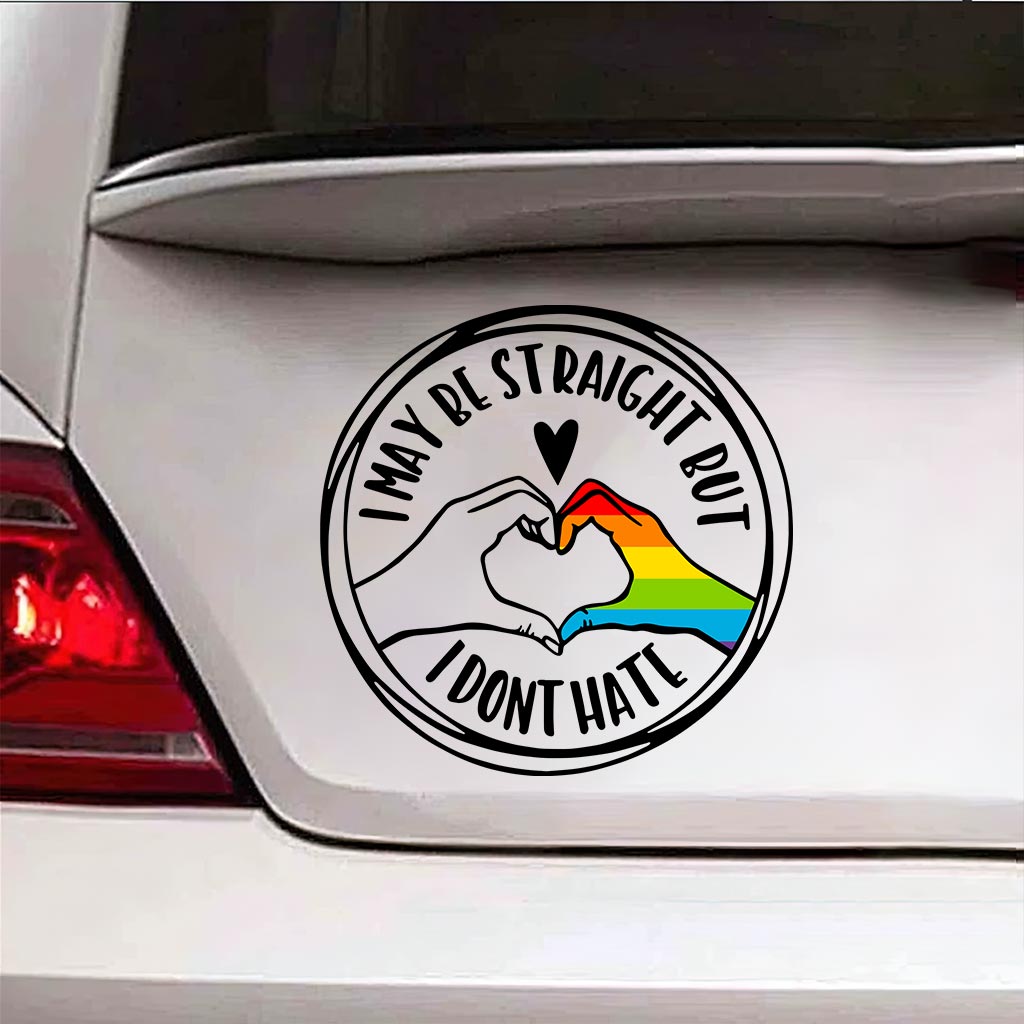 Fun Straight Ally Straight Against Hate - Personalized LGBT Support Decal Full