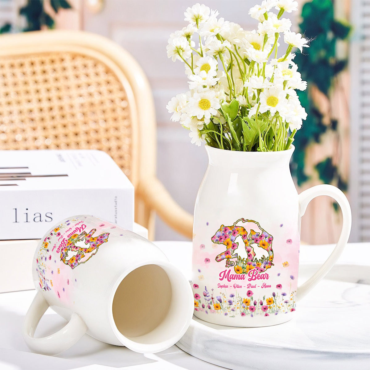 Maman Ours - Vase à fleurs en céramique personnalisé pour maman