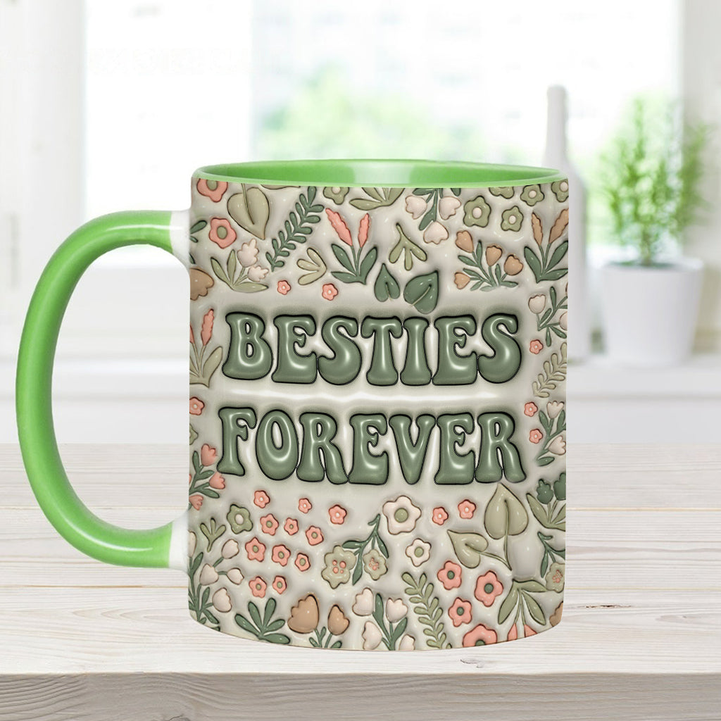 Besties Forever Floral - Personalized Bestie Accent Mug