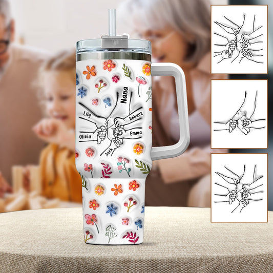 You Hold Our Hand - Personalized Mother Tumbler With Handle