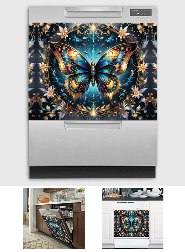 Superbe couvercle de lave-vaisselle papillon doré