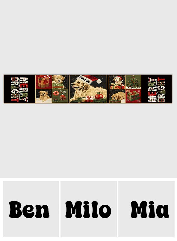 Merry & Bright - Personalized Dog Table Runner