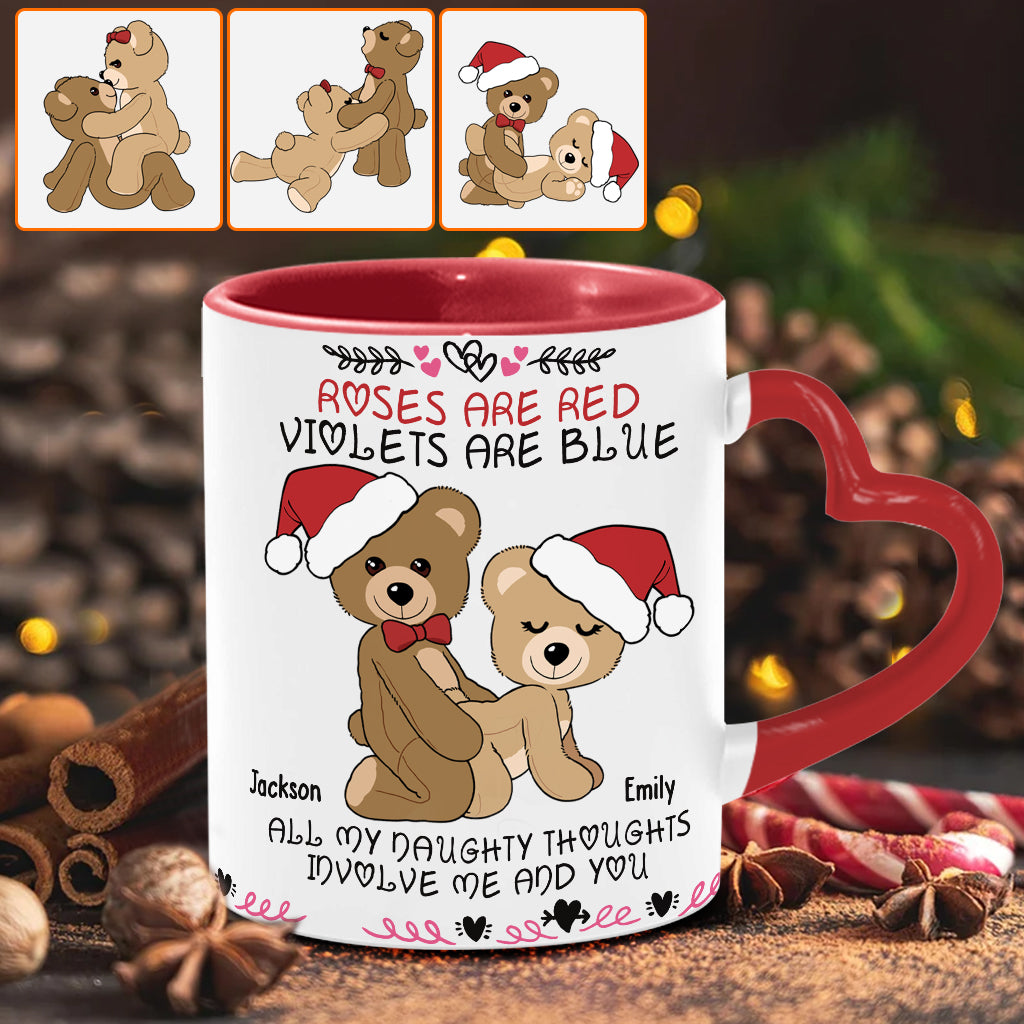 Roses Are Red - Personalized Couple Heart Handle Mug