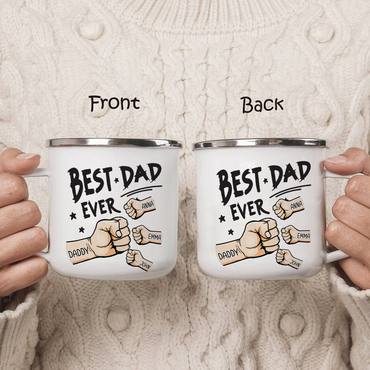 Meilleur papa du monde - Mug émaillé personnalisé « Meilleur papa du monde »