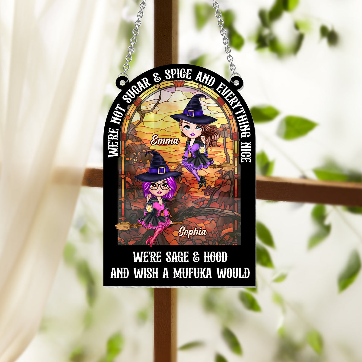 Nous ne sommes pas tout rose et tout gentils - Attrape-soleil personnalisé à suspendre à la fenêtre pour meilleure amie 