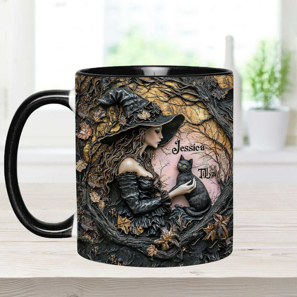 Une sorcière et son chat noir : c'est magnifique ! - Mug personnalisé à l'effigie d'une sorcière