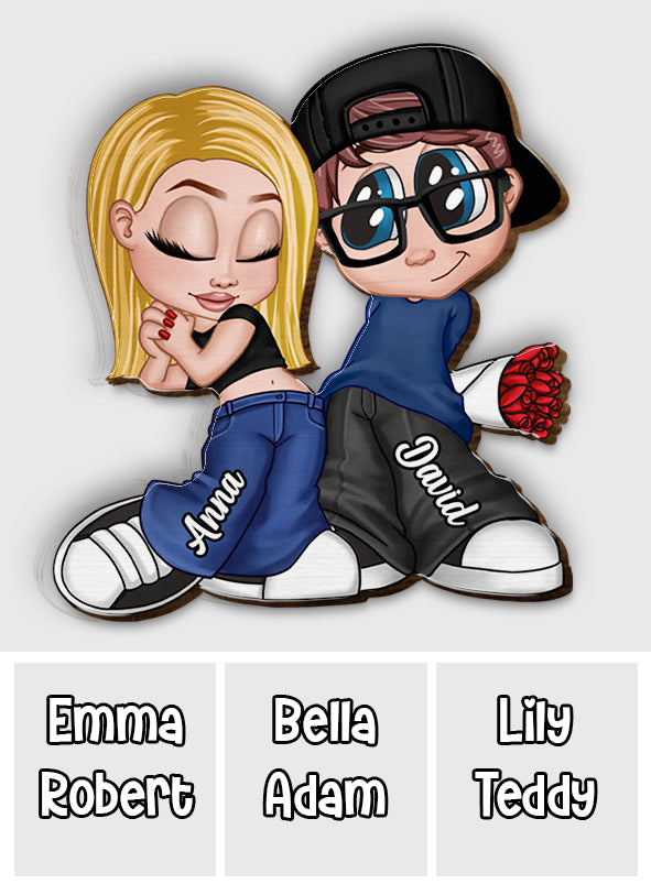 Couple chicano Y2K - Clip de pare-soleil personnalisé en forme de couple