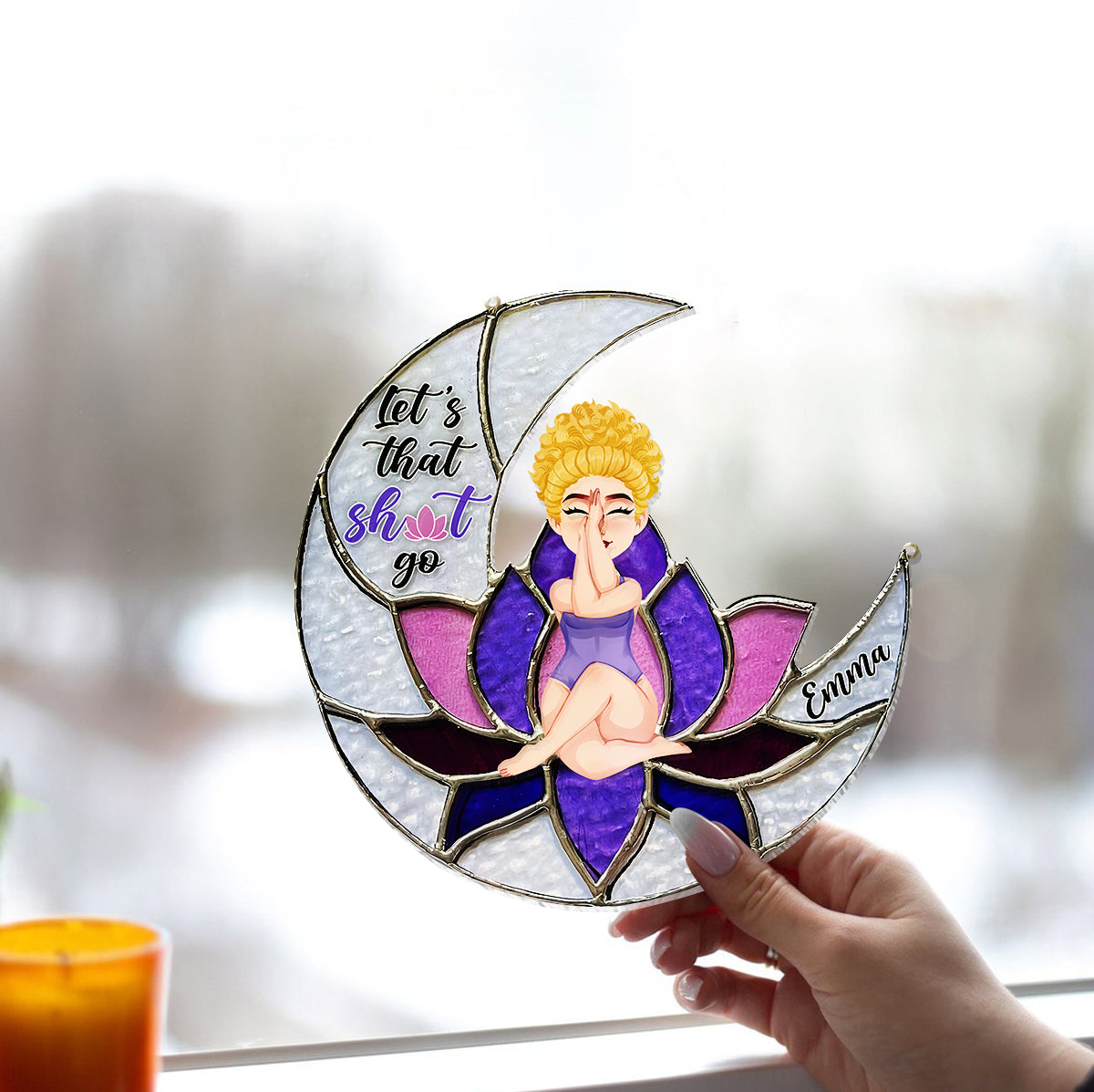 Let's The Thing Go - Attrape-soleil de fenêtre personnalisé pour le yoga 