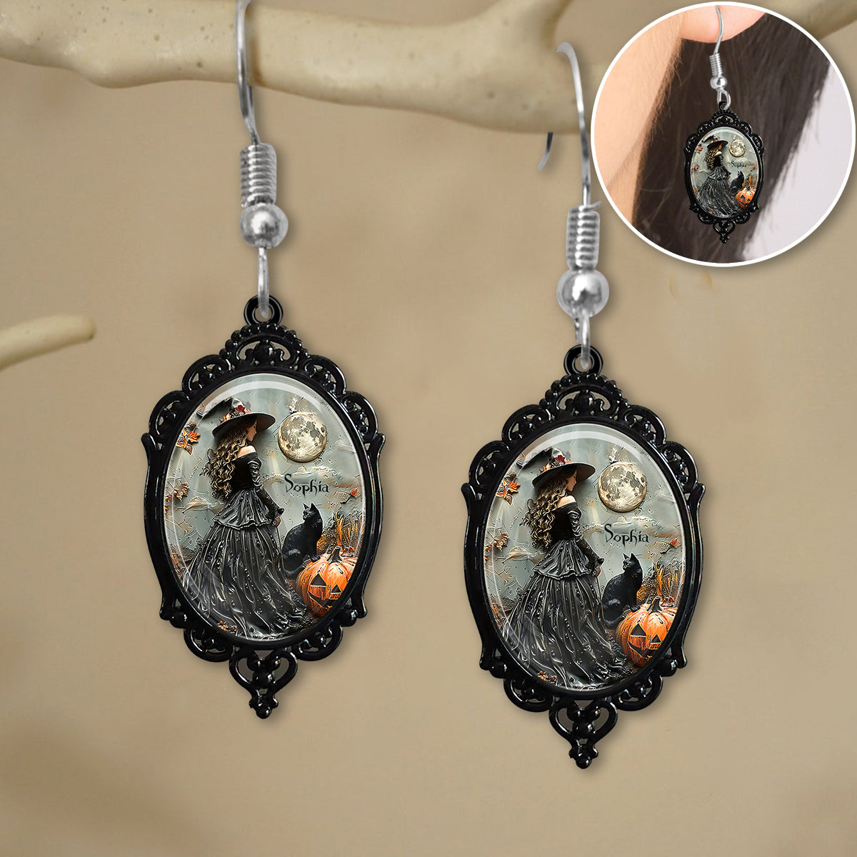 Belle sorcière - Boucles d'oreilles de sorcière personnalisées