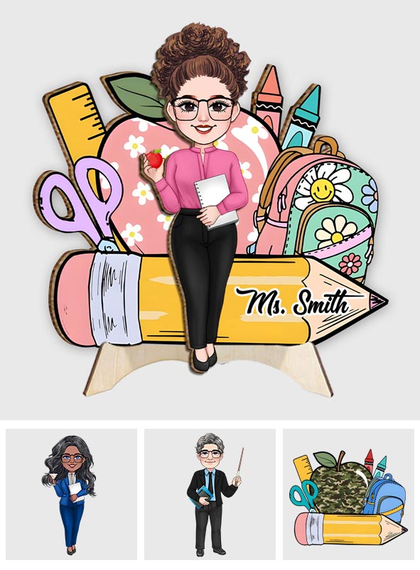 Bienvenue en classe ! Panneau/plaque en bois personnalisé(e) pour enseignant(e), double couche.