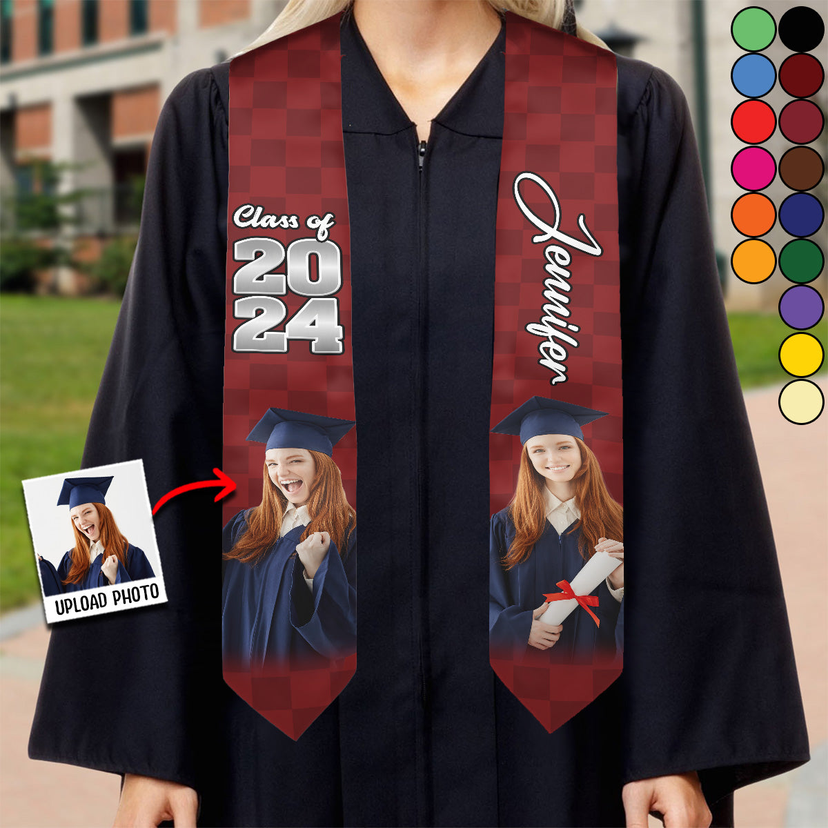 Photo Custom Graduation Stole Sash - Personalized Graduation Graduation Stole