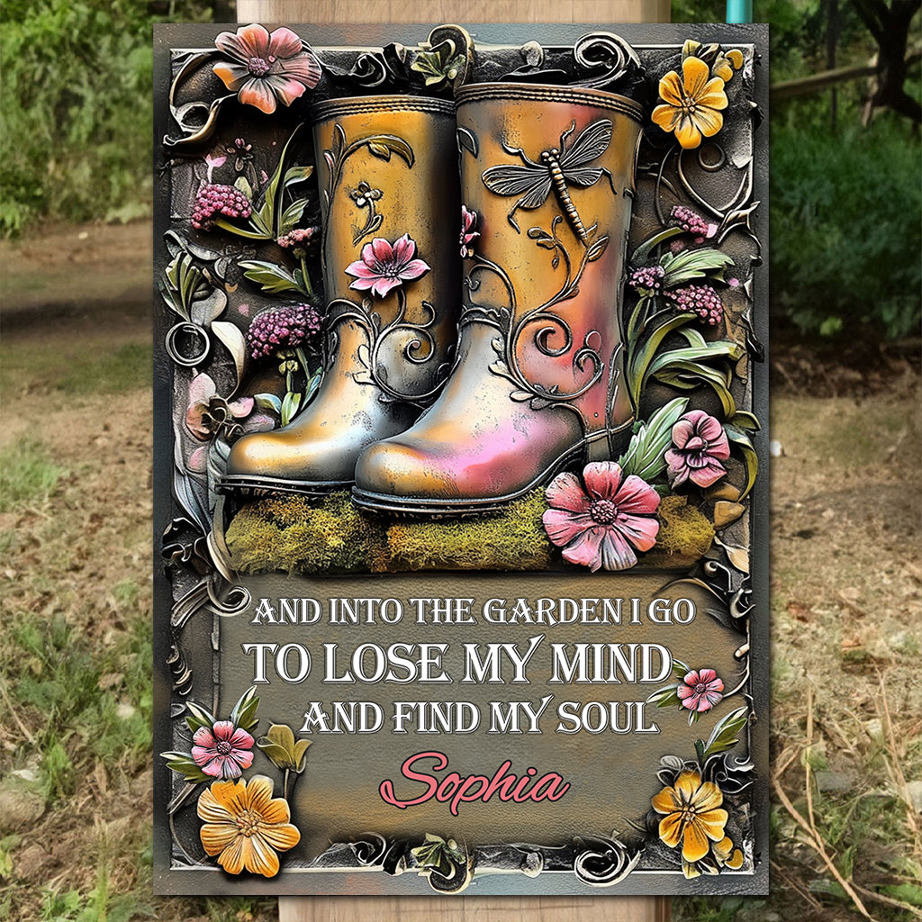 Au jardin je vais - Panneau métallique rectangulaire personnalisé pour le jardinage