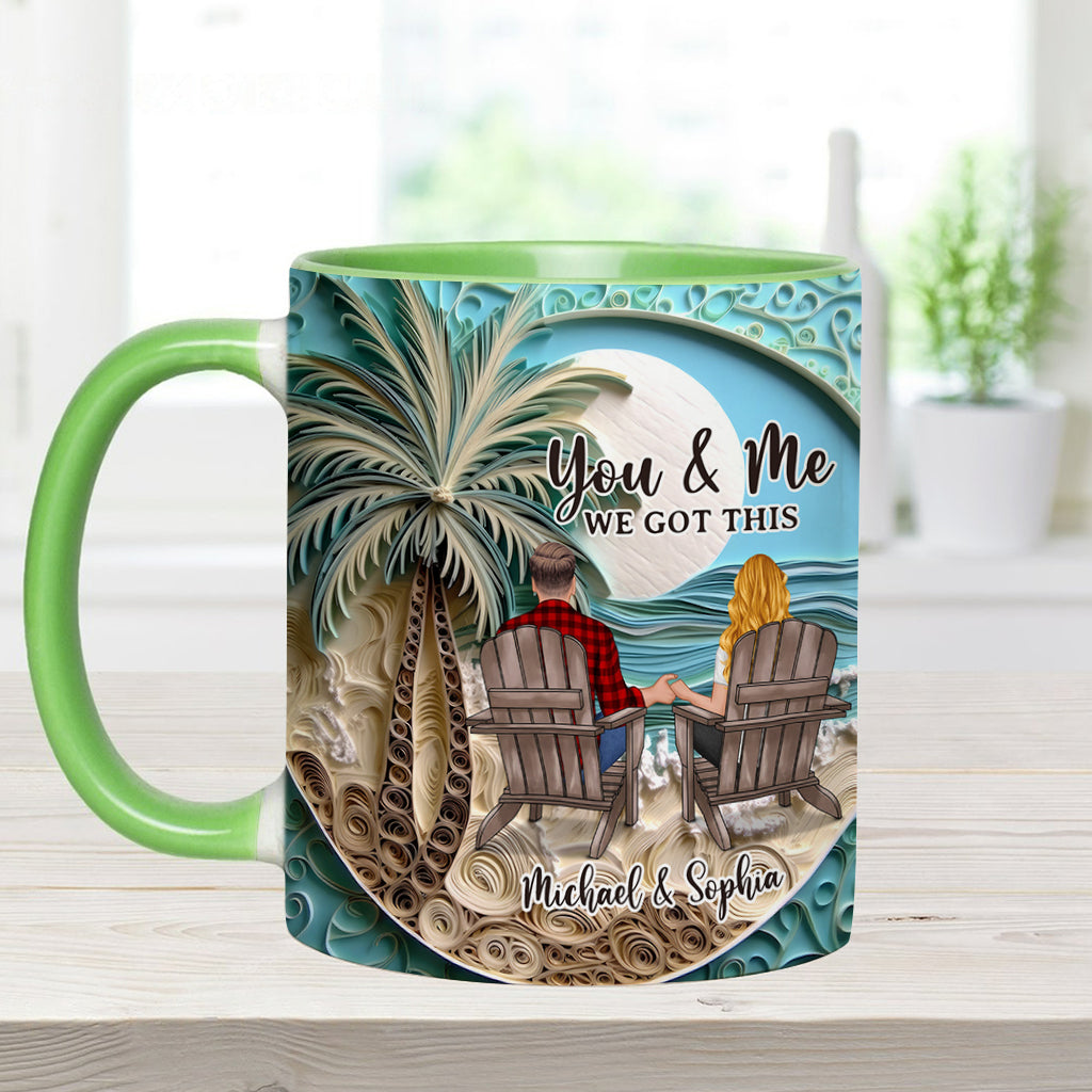 Mug personnalisé « Scène de plage » pour couple