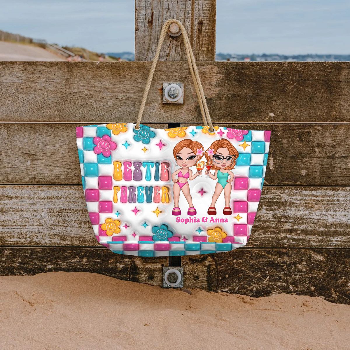 Meilleure amie pour toujours - Sac de plage personnalisé pour meilleure amie