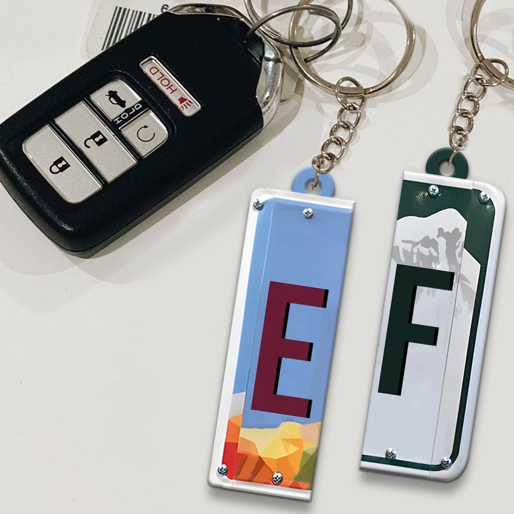 Any Letter Liscense PLate - Personalized Couple Matching Keychain