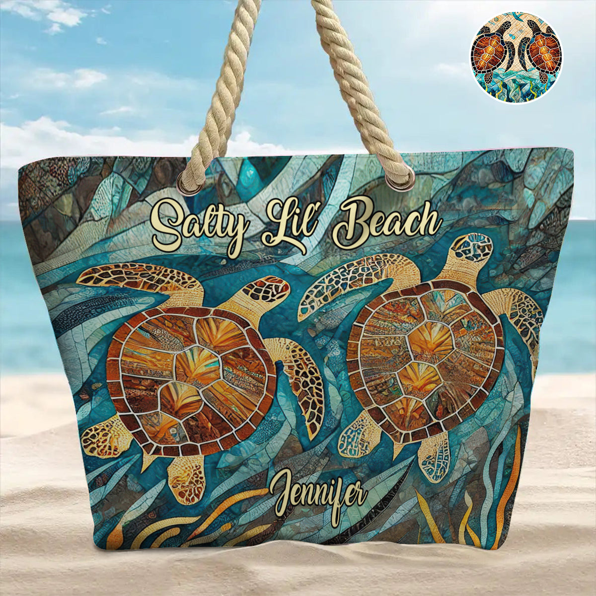 Salty Lil Beach - Personalized Turtle Beach Bag