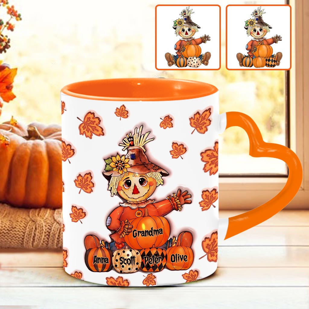 Mug personnalisé « Grand-mère Automne » avec anse en forme de cœur