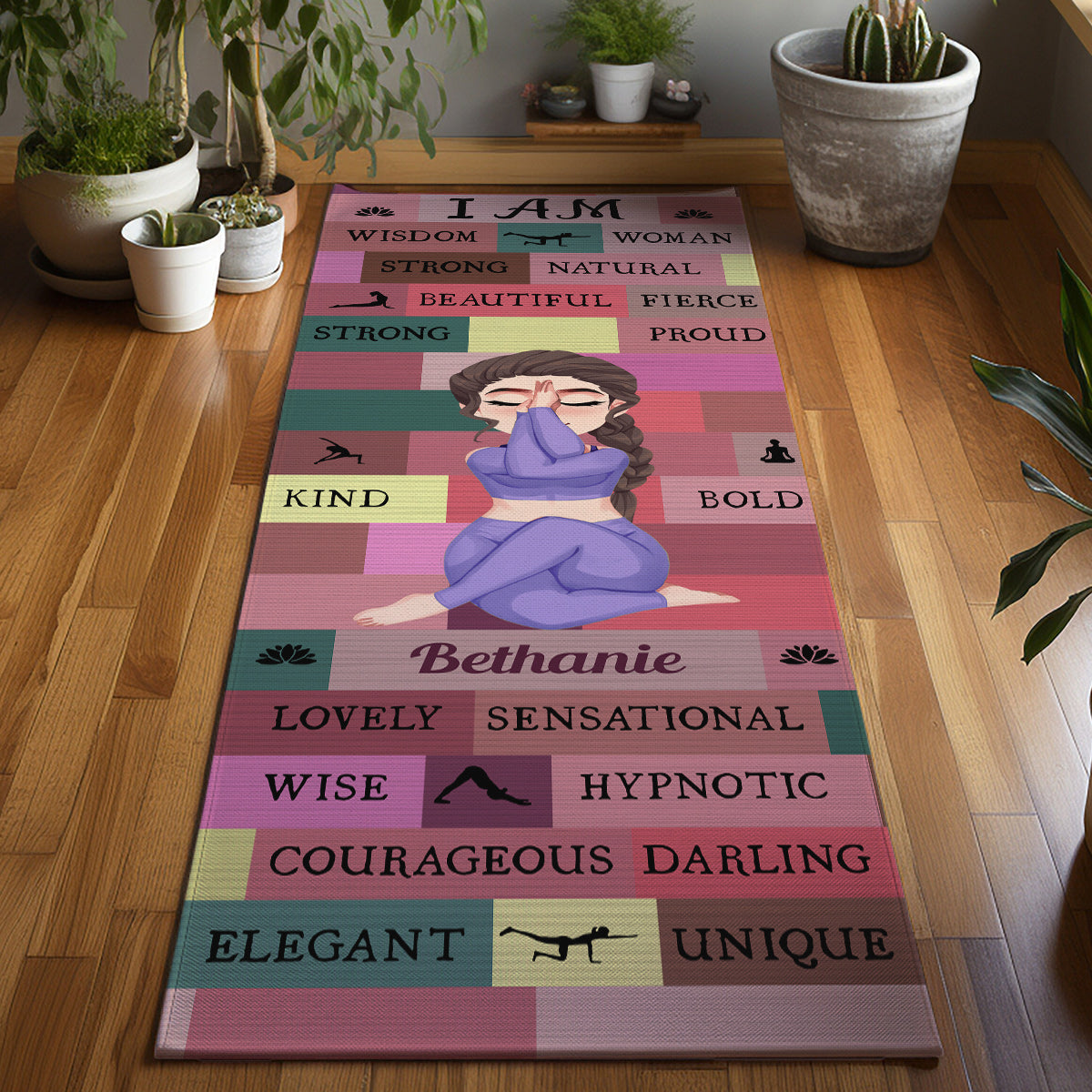 Tapis de yoga personnalisé Yoga Girl I Am Bold Pink - Tapis de yoga