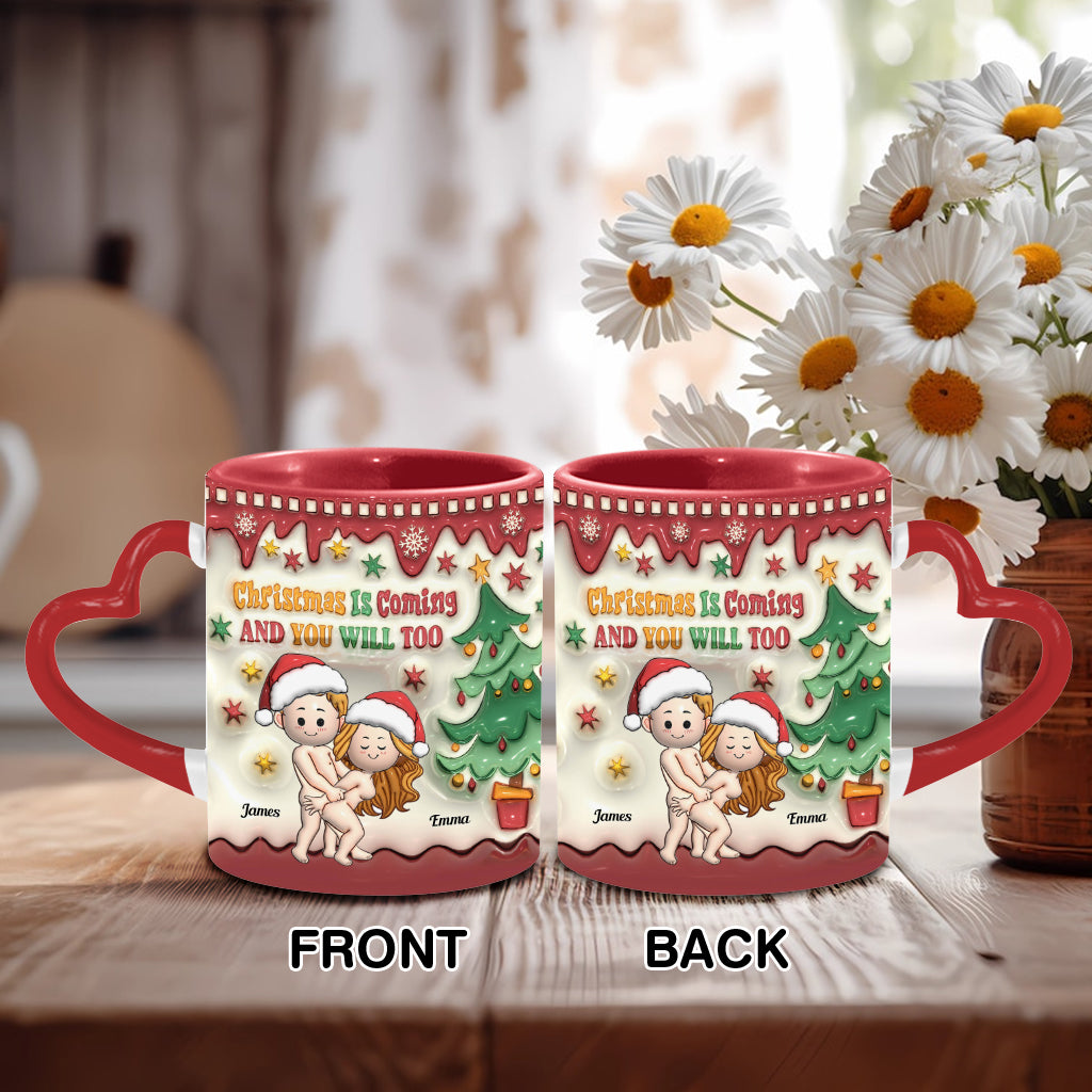 Noël approche - Mug personnalisé pour couple avec anse en forme de cœur