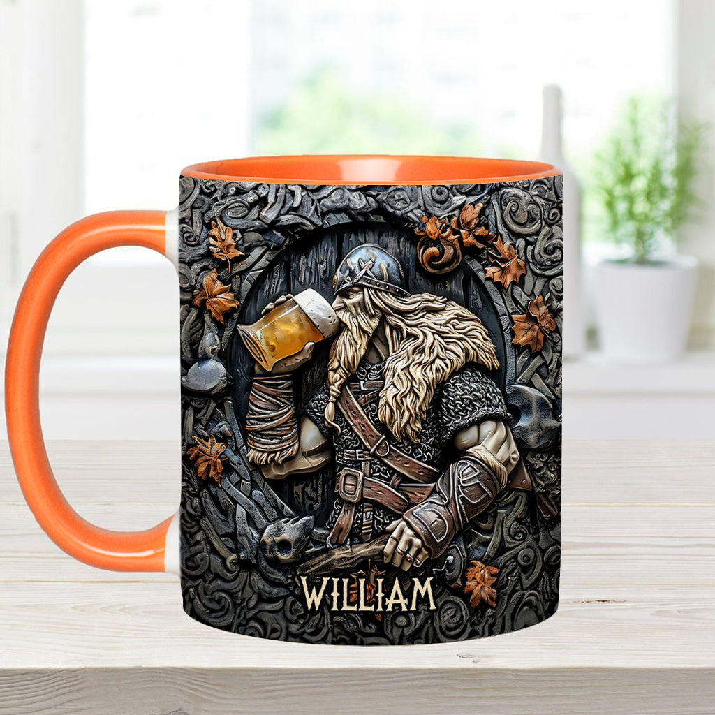 Légende des guerriers vikings buvant du whisky : Levez votre corne ! - Mug personnalisé à accent viking