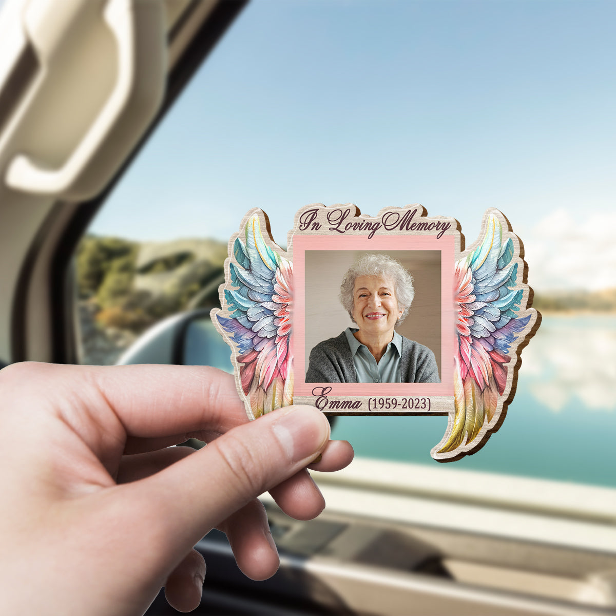 In Loving Memory Of - Personalized Memorial Shaped Car Visor Clip