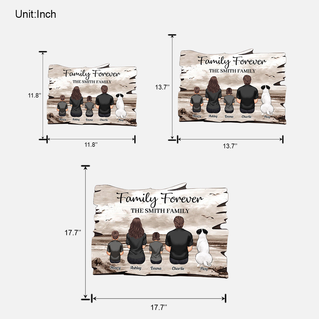 Panneau en bois personnalisé pour la famille, style rétro, paysage de plage, version vintage - Panneau en bois sur mesure, motif familial