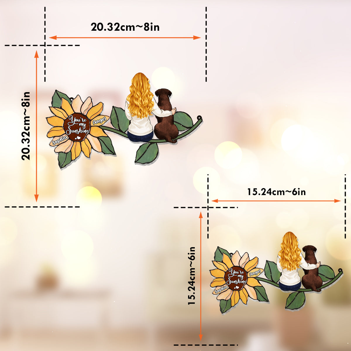 Tu es mon rayon de soleil - Attrape-soleil personnalisé pour fenêtre en forme de chien 