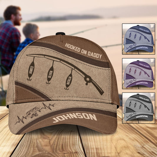 Hooked On Dad - Personalized Father Classic Cap