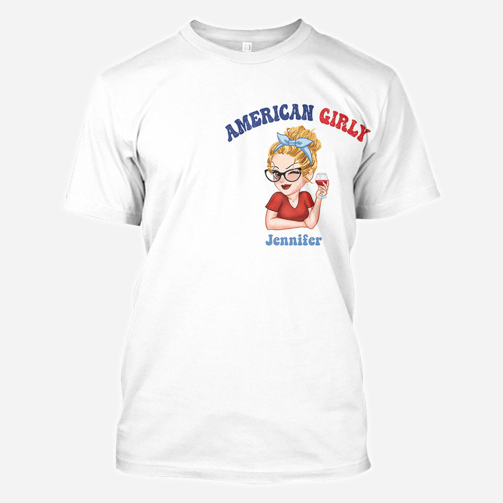 T-shirt personnalisé American Girly pour la fête nationale américaine (4 juillet).