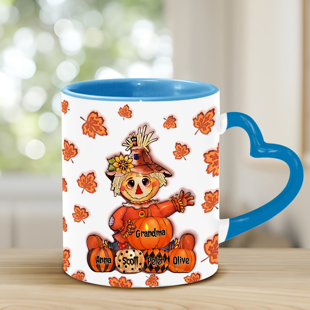 Mug personnalisé « Grand-mère Automne » avec anse en forme de cœur