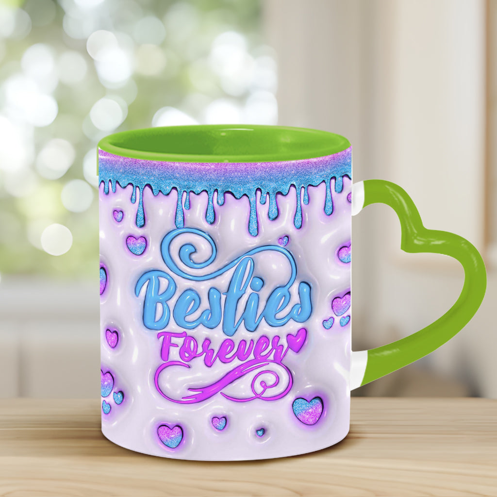 Meilleures amies pour toujours - Mug personnalisé avec anse en forme de cœur et fleur d'anniversaire - Magnifique mug pour les meilleures amies