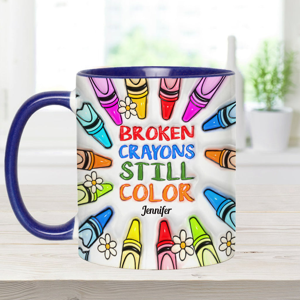Mug personnalisé « Crayons cassés, mais toujours colorés » pour la prévention du suicide