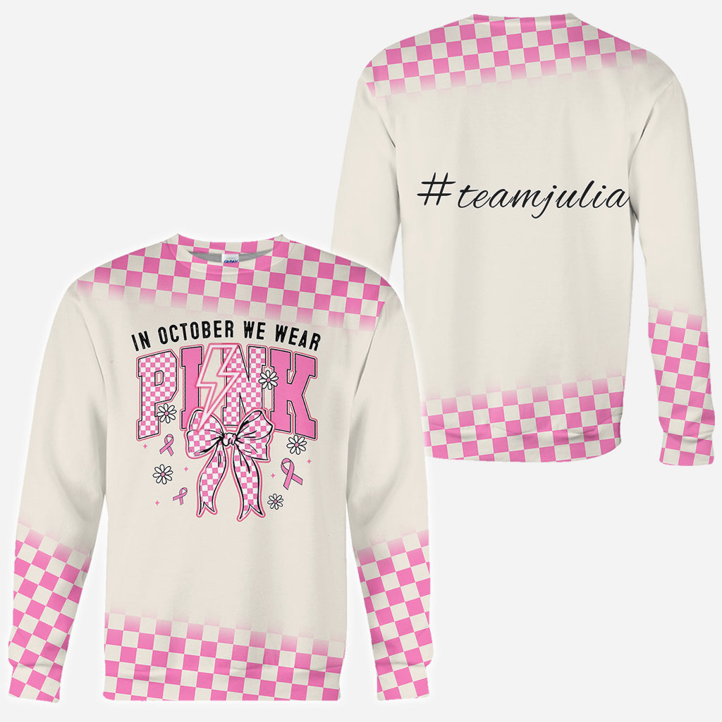 En octobre, on porte du rose - T-shirt personnalisé intégral pour la sensibilisation au cancer du sein