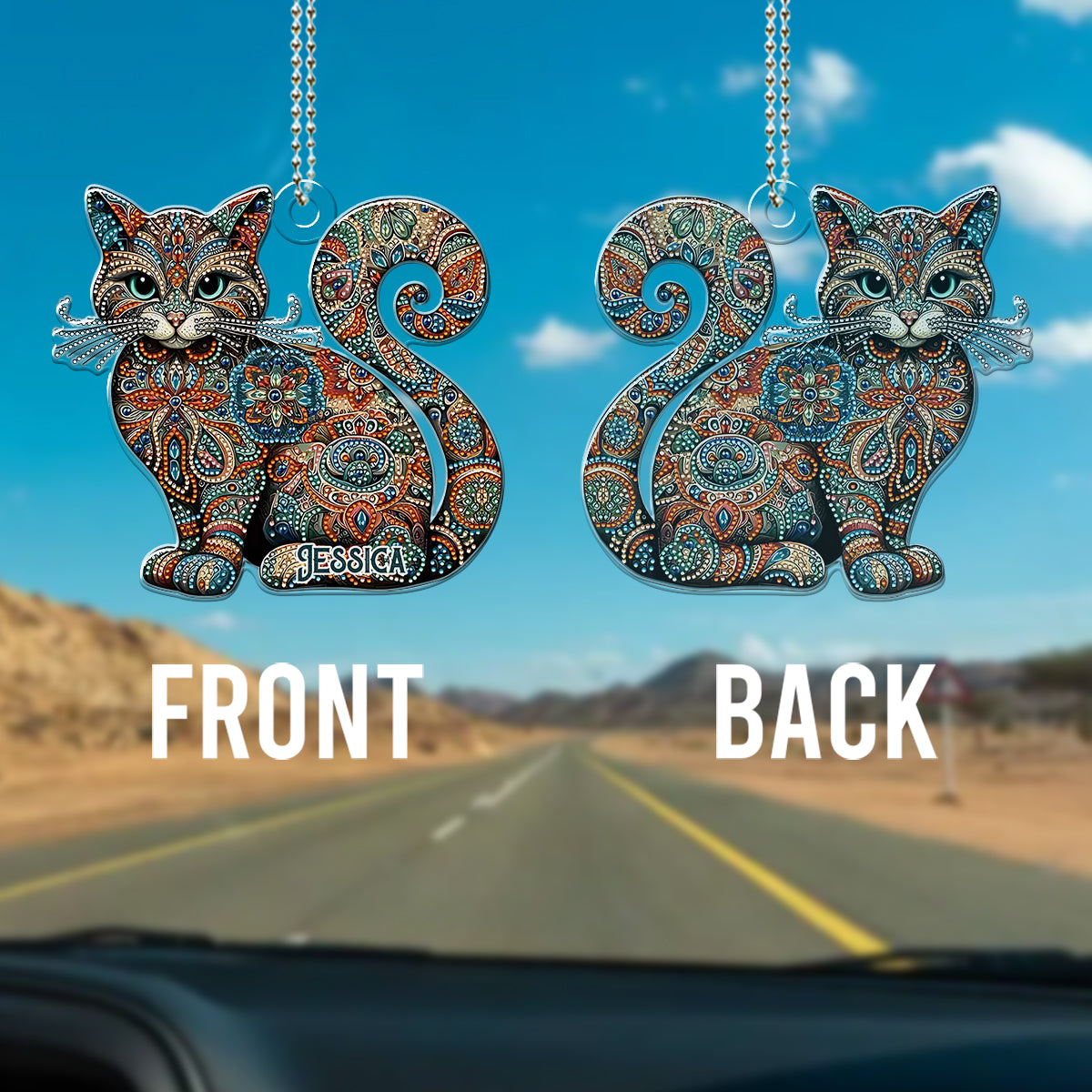 Magnifique chat - Ornement de voiture personnalisé en forme de chat