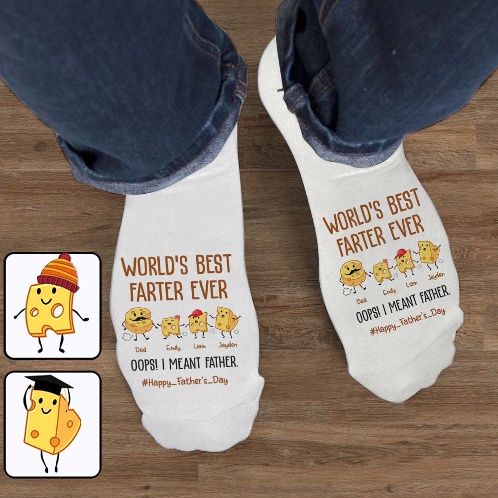 Chaussettes de papa humoristiques « Le meilleur péteur du monde » - Chaussettes personnalisées