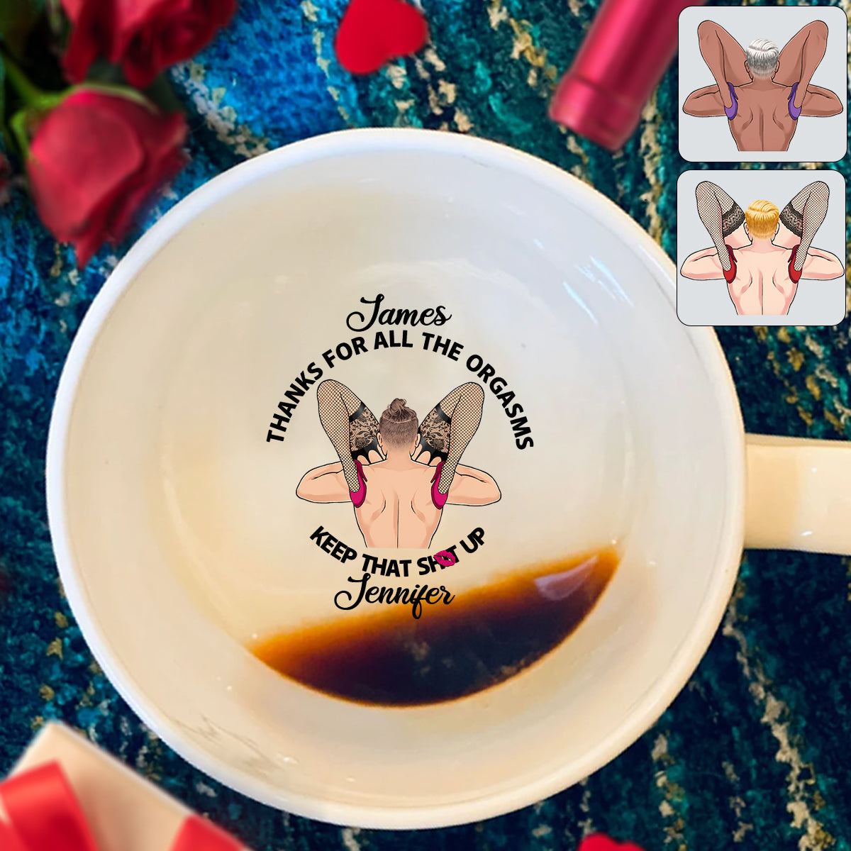 Merci pour tous les orgasmes - Mug personnalisé avec message caché pour couple