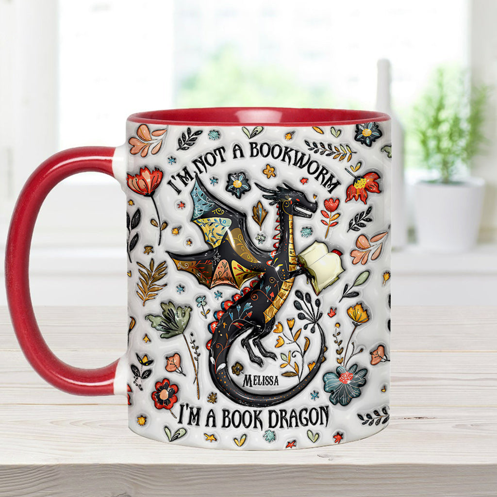 I'm Not A Book Worm I'm A Book Dragon - Personalized Book Accent Mug