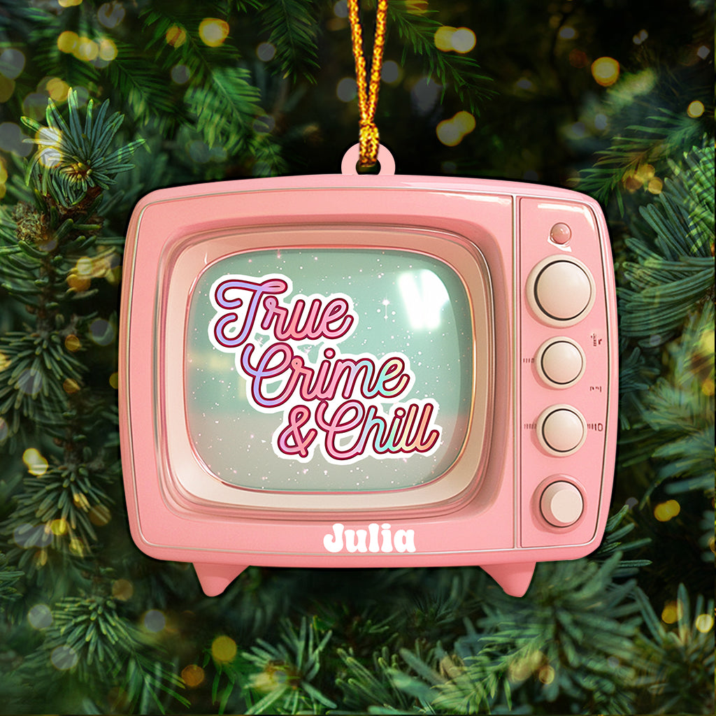 True Crime & Chill, Pink TV - Personalized Ornament