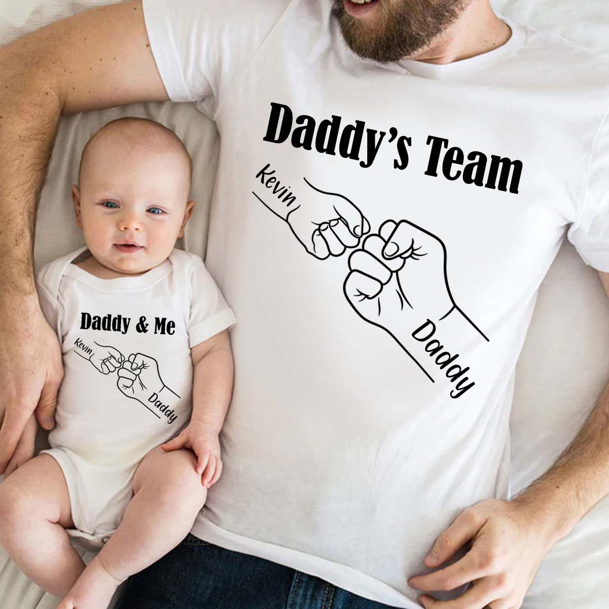 Papa et moi - L'équipe de papa - T-shirt personnalisé pour papa et body pour bébé