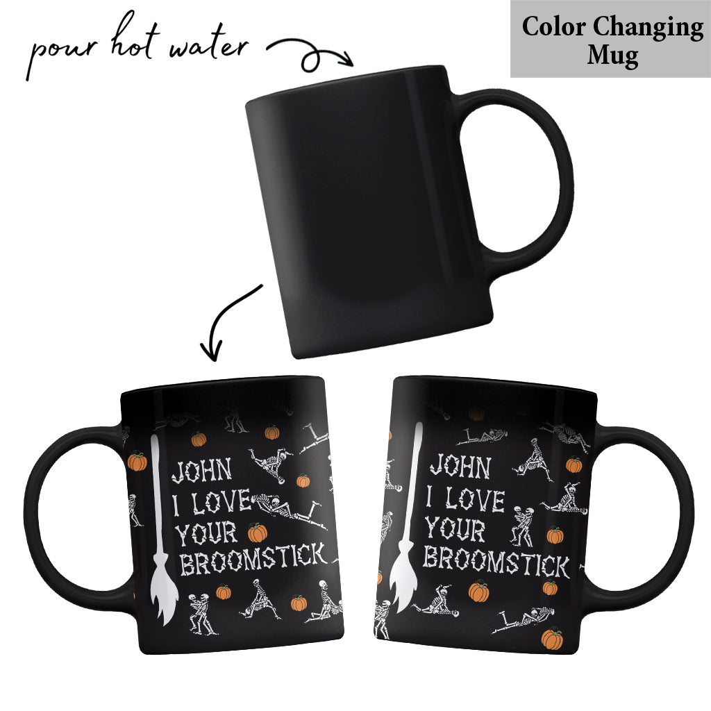Mug personnalisé pour couple « J’aime vos citrouilles / balai »