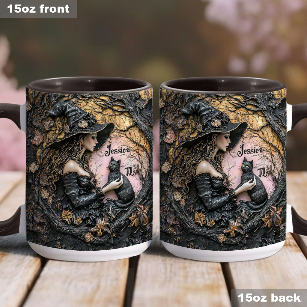 Une sorcière et son chat noir : c'est magnifique ! - Mug personnalisé à l'effigie d'une sorcière