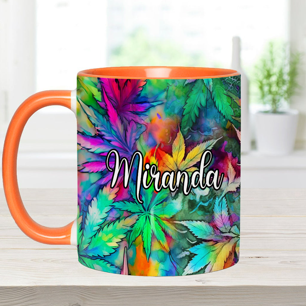 Mug personnalisé à motif feuille de cannabis psychédélique