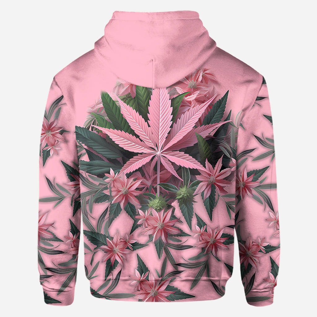 T-shirt rose « Stoner Chick » personnalisé avec motif cannabis.