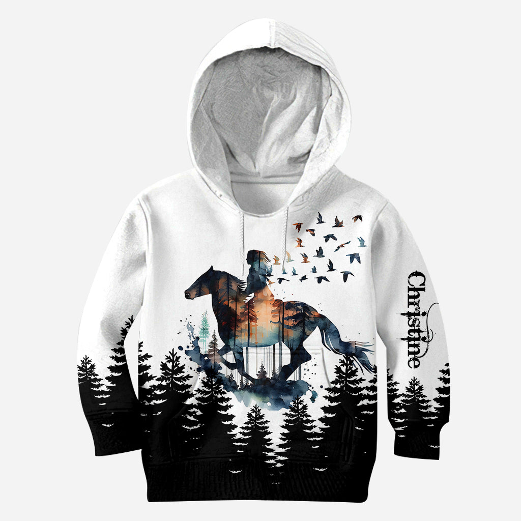Fille à cheval - Sweat à capuche et leggings personnalisés sur le thème des chevaux