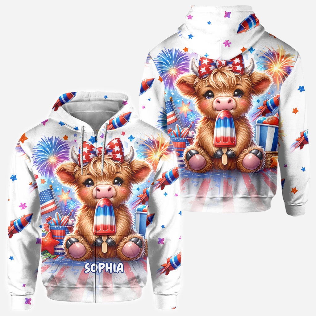 4th Of July Highland Cow - Personalized All Over Shirt