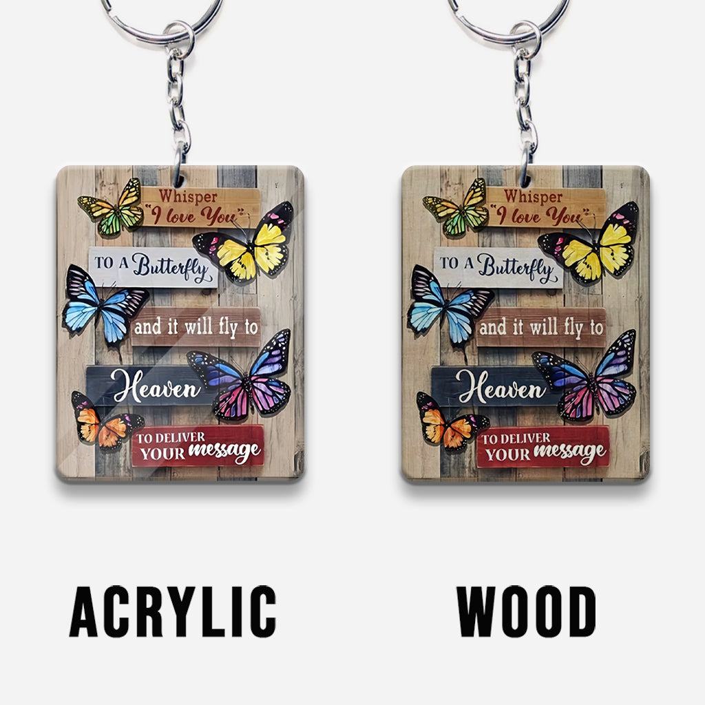 Murmure « Je t'aime » à un papillon - Porte-clés commémoratif personnalisé
