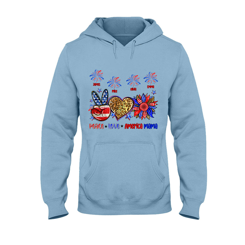 T-shirt et sweat à capuche personnalisés « Paix, Amour, Mamie Américaine, Maman » (tous titres) - Maman