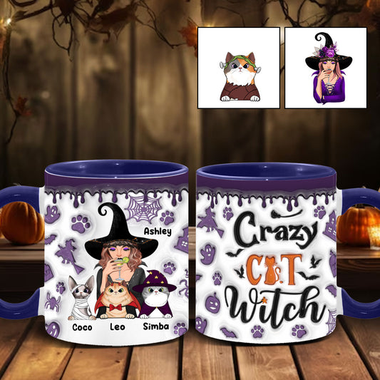 Mug personnalisé Crazy Cat Witch - Thème Sorcière